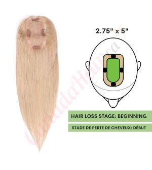 Sandy Blonde Hair Topper For Thinning Hair Part (Size: 2.75 inch x 5 inch) Remy Human Hair 