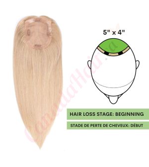 Sandy Blonde Hair Topper for Thinning Hair Crown (Size: 5 inch x 4 inch) Remy Human Hair 