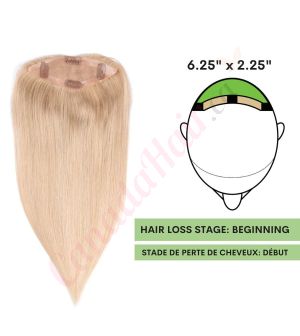 Sandy Blonde Hair Topper For Thinning Hair Full Crown (Size: 6.5 inch x 2.25 inch) Remy Human Hair 