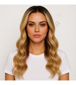 Sarah - Long Ombre Blonde Remy Human Hair Wig 18 Inches 