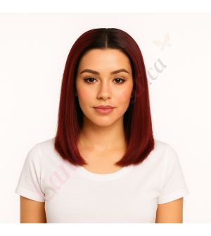 Skylar - Short Ombre Black Burgundy Remy Human Hair Wig 14 Inches Bob Wig