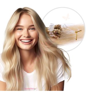 Strawberry Blonde & Bleach Blonde #27/613 Micro-loops Human Hair