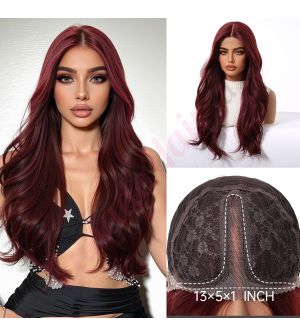 SWLP1008-1RE24 Burgundy Red Synthetic Wavy Wig [FINAL SALE]