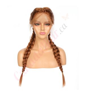 G1904831-v2 - Short Auburn Synthetic Hair Braided Wig  [FINAL SALE]