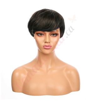 DM1707327-v4 - Short Highlighted Black Synthetic Hair Wig With Bangs [FINAL SALE]