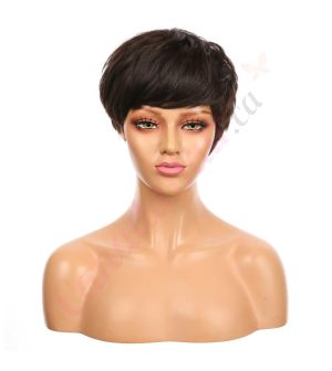 DM1707348-v4 - Short Dark Brown Synthetic Hair Wig With Bangs [FINAL SALE]