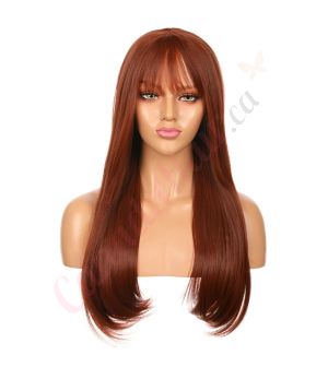 DM1707540-v4 - Long Light Red Synthetic Hair Wig With Bangs [FINAL SALE]