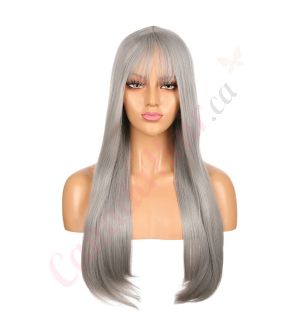 DM1707541-v4 - Long Grey Synthetic Hair Wig With Bangs [FINAL SALE]