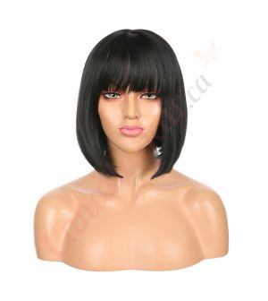 DM1810681-v4 - Short Black Synthetic Hair Wig With Bangs [FINAL SALE]