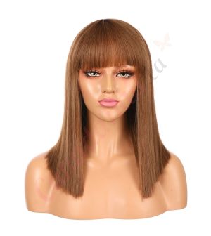 DM1810885-v3 - Short Brunette Brown Synthetic Hair Wig With Bangs [FINAL SALE]