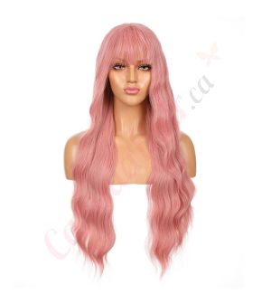 DM1810937-v4 - Long Pink Synthetic Hair Wig With Bangs [FINAL SALE]