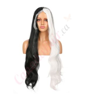 DM2031058-v4 - Long Black & White Synthetic Hair Wig [FINAL SALE]