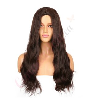 DM2031293-v4 - Long Dark Brown Synthetic Hair Wig  [FINAL SALE]