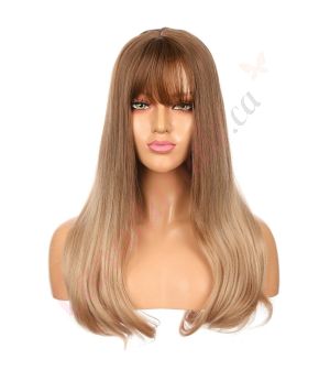 DM2031309-v4 - Long Ombre Brown Blonde Synthetic Hair Wig With Bangs [FINAL SALE]