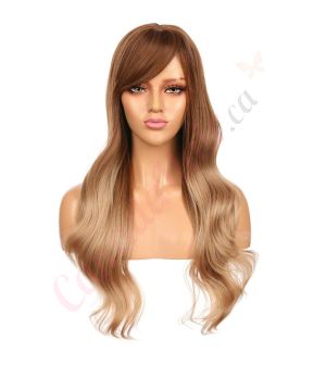 DM2031335-v4 - Long Ombre Brown Blonde Synthetic Hair Wig With Bangs [FINAL SALE]