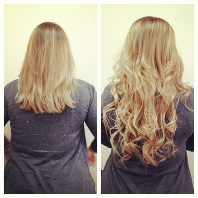 Before after hair extensions