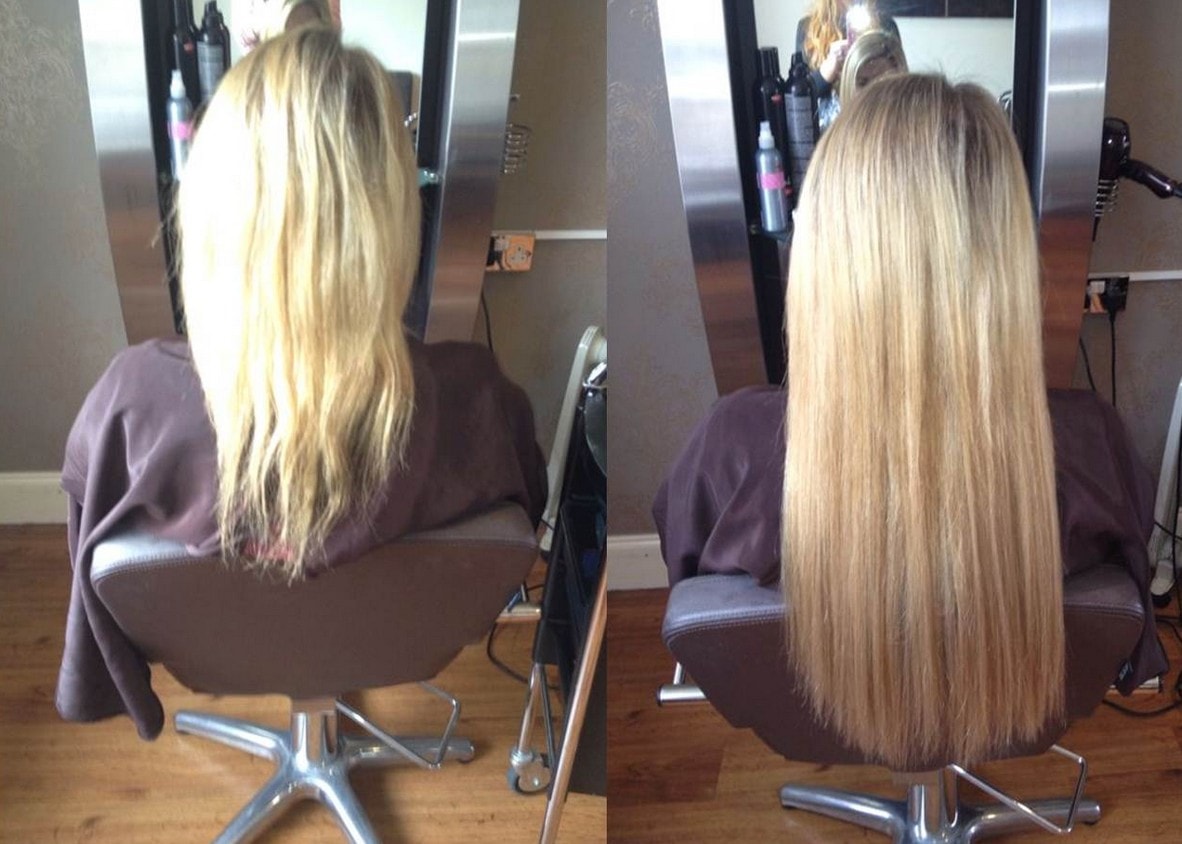 Before after hair extensions