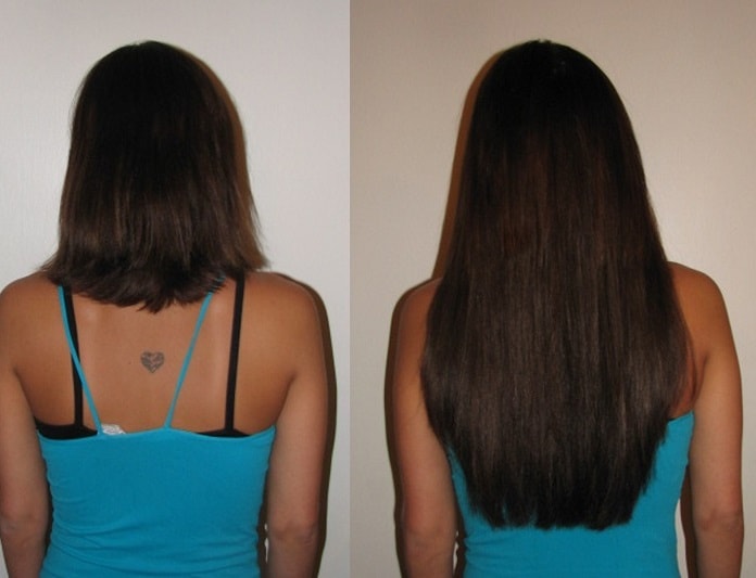 Before after hair extensions