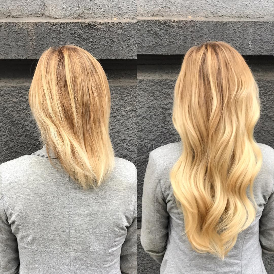 Before after hair extensions