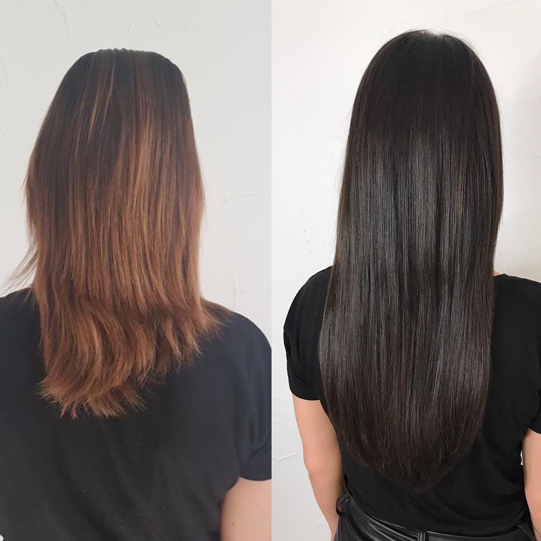 Before after hair extensions