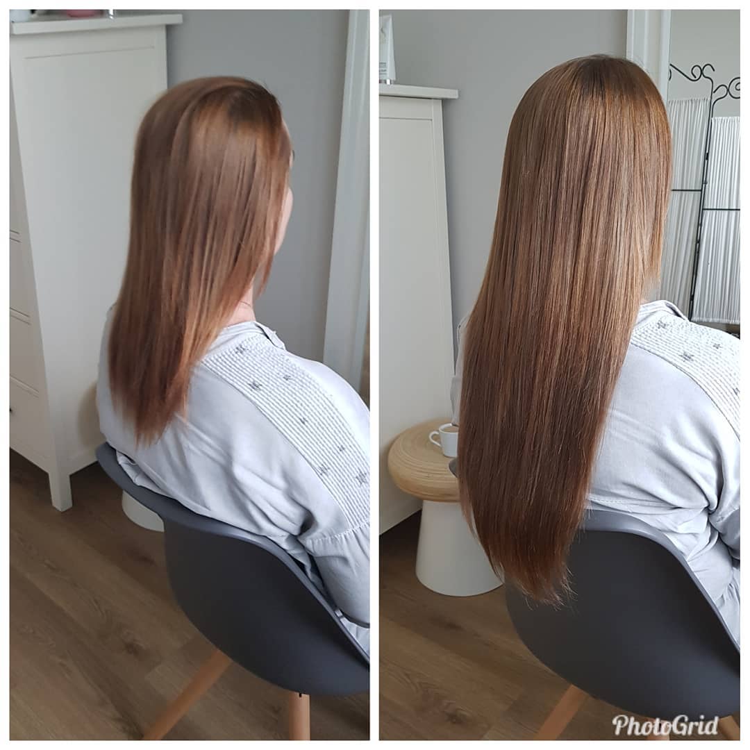 Before after hair extensions