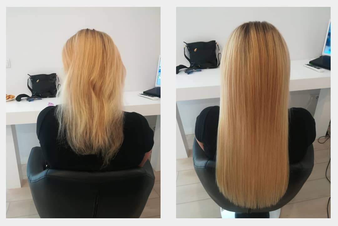 Before after hair extensions